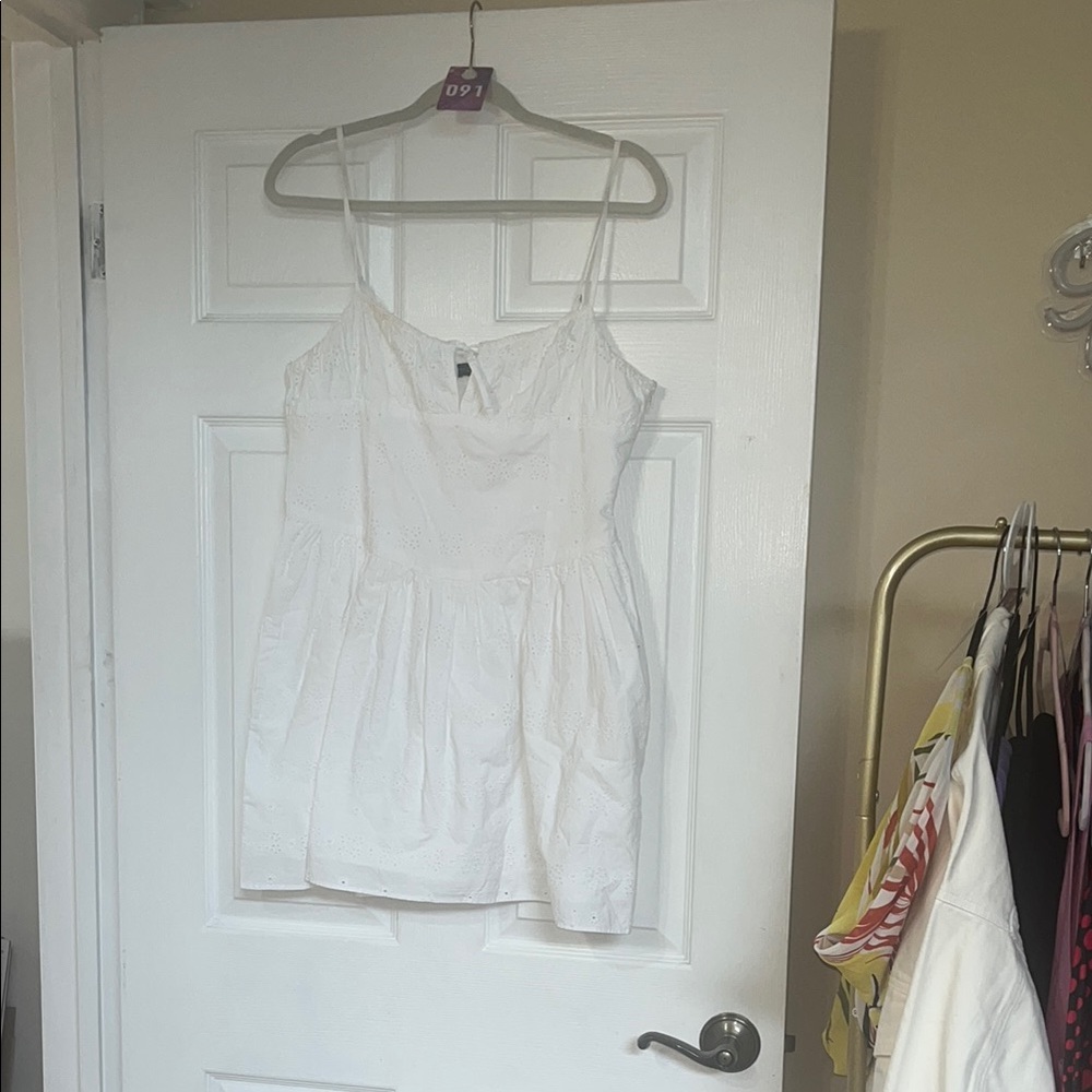 Zara Eyelet White Mini Dress Size XL